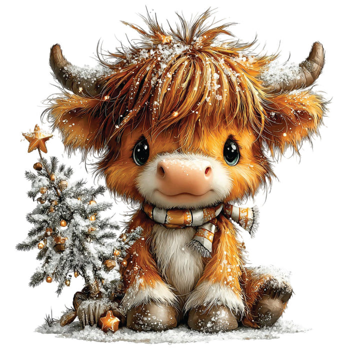 Christmas Highland Cow Fabric Panel 39