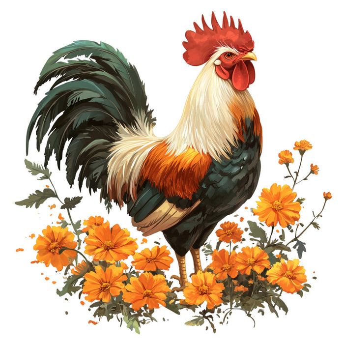 Floral Rooster Fabric Panel 5