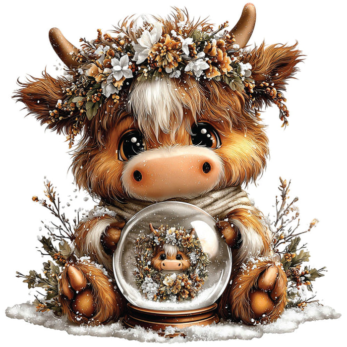 Christmas Highland Cow Fabric Panel 46