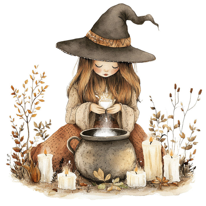 Watercolor Witch Fabric Panel 30