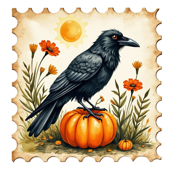Halloween Postage Stamps Fabric Panel 10