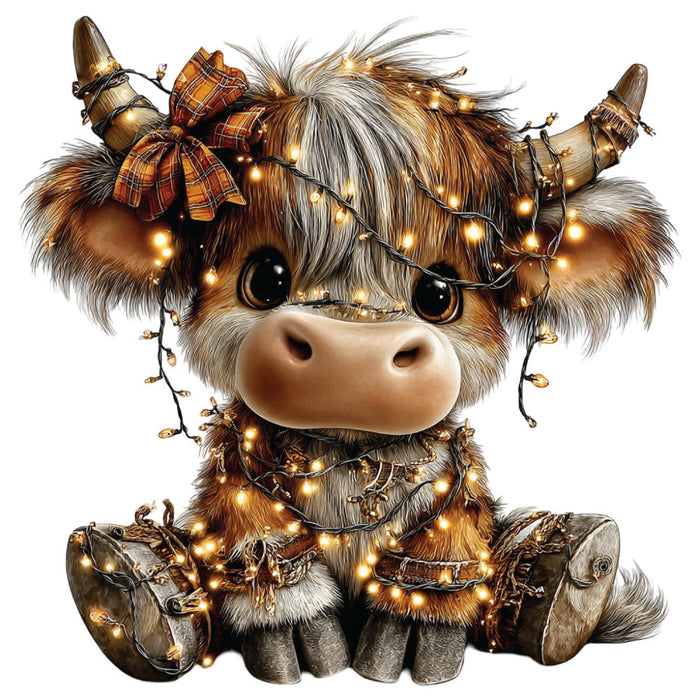 Christmas Highland Cow Fabric Panel 22