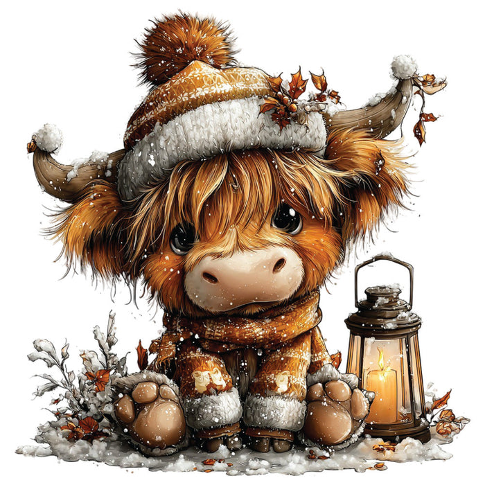 Christmas Highland Cow Fabric Panel 5