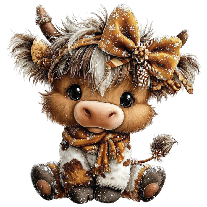 Christmas Highland Cow Fabric Panel 44