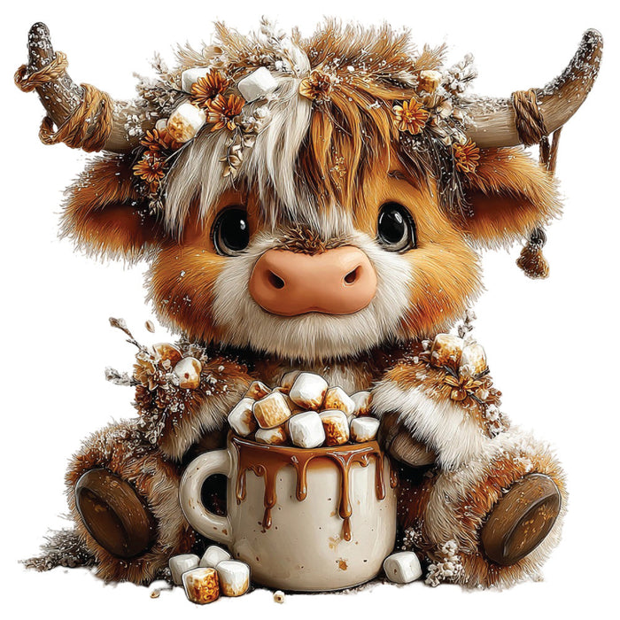 Christmas Highland Cow Fabric Panel 7