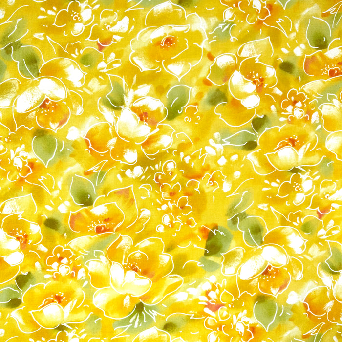ESTATE SALE | Yellow Floral | End of Bolt 25x44
