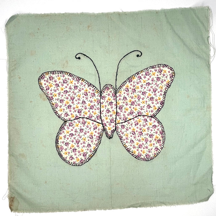 ESTATE SALE | (30) 12 Inch Embroidered Butterfly Fabric Squares