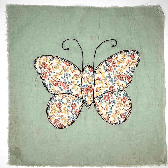 ESTATE SALE | (30) 12 Inch Embroidered Butterfly Fabric Squares
