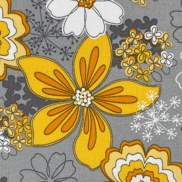 Yellow & White Flowers on Grey