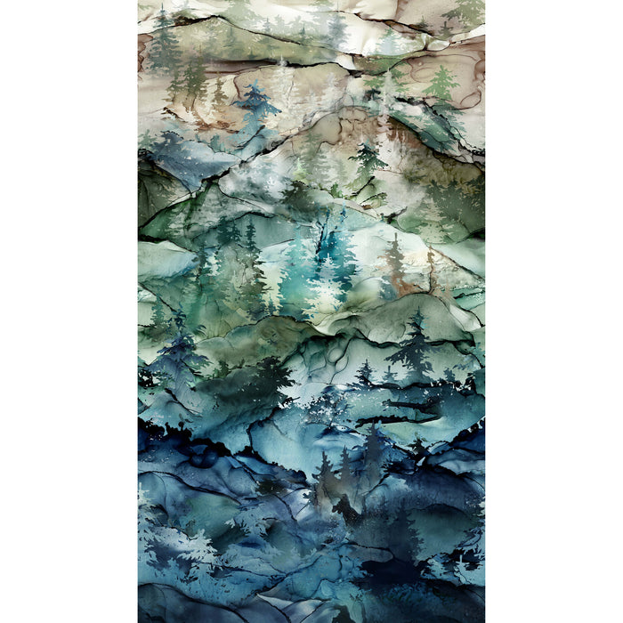 Northern Peaks | Forest Ombre 108 Wide Backing | Blue Multi